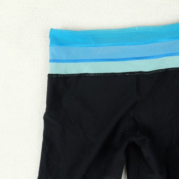 Lululemon Womens Yoga Pants 4 Black Blue Capri Ruffle Athletic Athleisure Casual - Picture 5 of 10